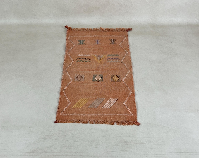 Brown Moroccan Rug, Cactus Silk Rug, Wall Tapestry Rug, 2  week kathy kather.24 inches wide by 84 inches