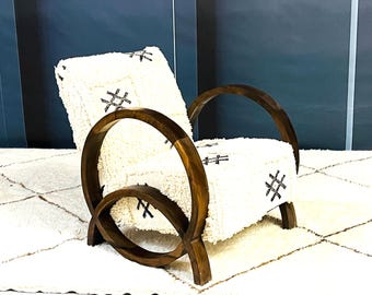 Moroccan Kilim Armchair, Midcentury Chair, Retro lounge chair, relax vintage modern chair,Comfy chair, Art deco chair