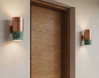 Handcrafted Copper Wall Sconce – Patina Finish Industrial Lighting