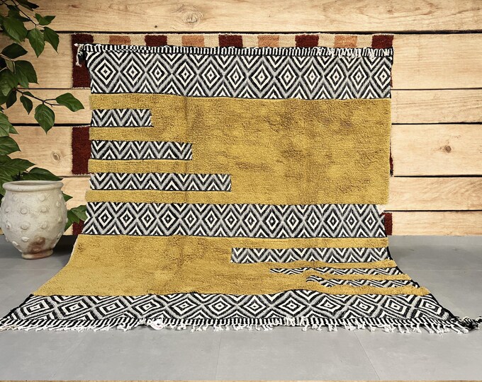 Berber Orange Rug, Custom Moroccan Rug, Beni Ourain Rug, Large Area Rug, Orange Wool Rug, Handmade Rug