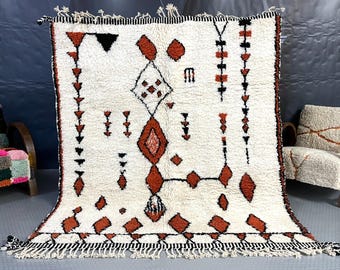 Tapete Beni ourain, tapete marroquino autêntico, tapete berbere, tapete de lã genuína, tapete feito à mão, estilo Beni ourain, tapete de área, Tapis berbere, Teppich