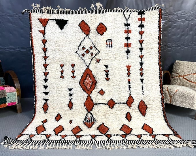 Beni ourain rug, Authentic Moroccan rug, Berber carpet, Genuine Wool rug, Handmade rug, Beni ourain style, Area rug, Tapis berbere, Teppich