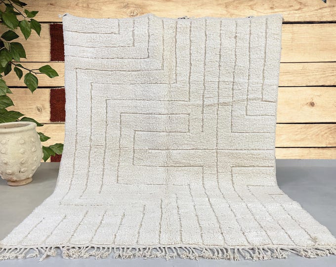 Custom Handmade Moroccan Wool Rug with Modern Geometric Design