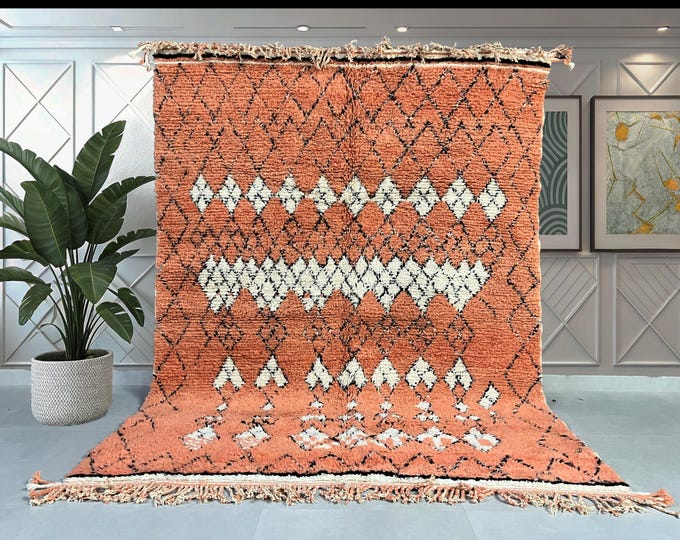 Handwoven Rug, Beni Ourain Rug, Berber Boho Style, Moroccan Rug, Geometric Patterns, Natural Wool, Authentic Handcrafted Rug,