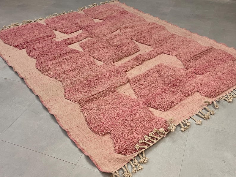 Viral Coquette Pink Rug | Soft Moroccan Berber Carpet | Beni Mrirt Style Handmade Wool Rug | Aesthetic Boho Decor Must-Have - Pink Beni Rug image 5