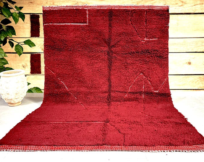 Amazing moroccan rug burgundy - Handmade custom rug - Berber rug - Moroccan berber rug - Moroccan area rug - Morocco rug - Beni ourain rug
