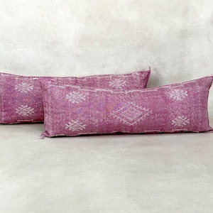 Light pink Cactus Silk Pillow, Sabra Silk Pillow, 14x36 Moroccan Pillow, Boho Throw Pillow, Bohemian Cushion, Decorative Pillow Covers