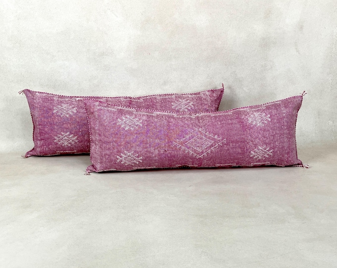 Light pink Cactus Silk Pillow, Sabra Silk Pillow, 14x36 Moroccan Pillow, Boho Throw Pillow, Bohemian Cushion, Decorative Pillow Covers