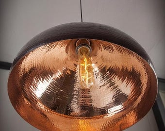 Hand Hammered brass pendant light - moroccan dome lamp for kitchen island and dining area - handmade brass lampshade - patina pendant light