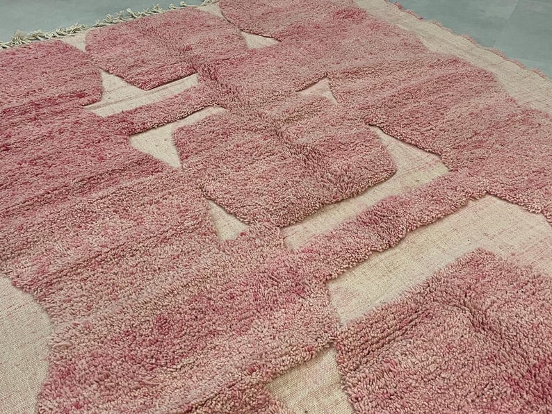 Viral Coquette Pink Rug | Soft Moroccan Berber Carpet | Beni Mrirt Style Handmade Wool Rug | Aesthetic Boho Decor Must-Have - Pink Beni Rug image 7