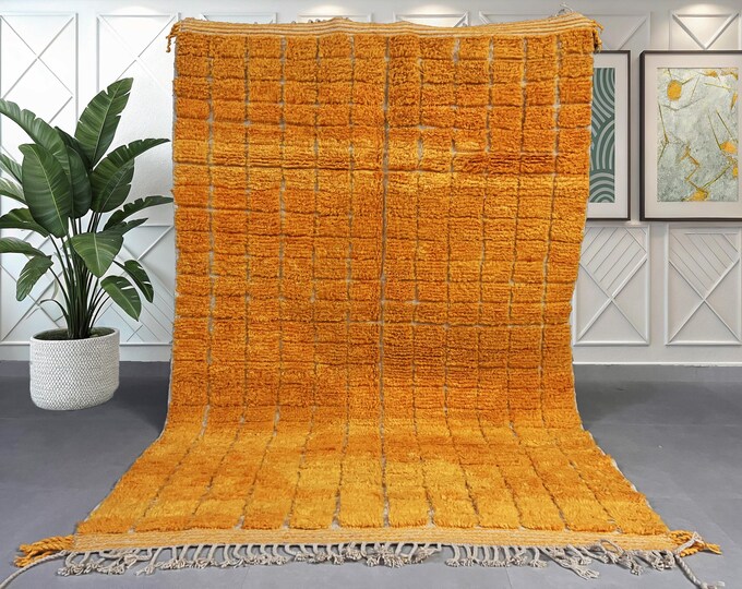 Orange Beni ourain rug custom orders, All sizes Moroccan wool rug, Authentic Soft carpet