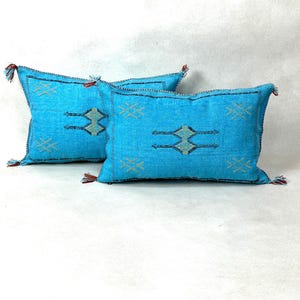 Arab Cactus Silk Pillow | Moroccan Handmade Boho Cushion | Decorative Throw Pillow Cover