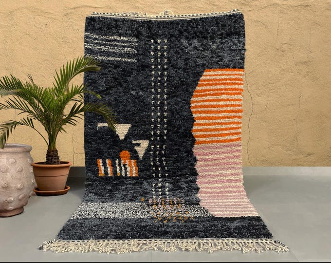 Modern Abstract Moroccan Rug - Handmade Wool Berber Carpet - moroccan rug - handmade rug - beni ourain - bohemian rug