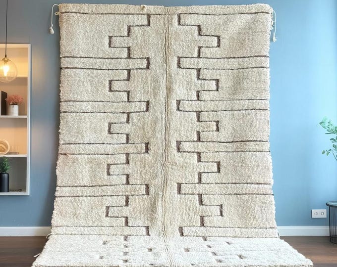 Custom Moroccan Berber Rug – Handmade Beni Ourain Wool Carpet – Genuine Lamb Wool Area Rug – All Wool Berber Rug
