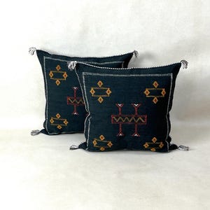 Arab Cactus Silk Pillow | Moroccan Handmade Boho Cushion | Decorative Throw Pillow Cover