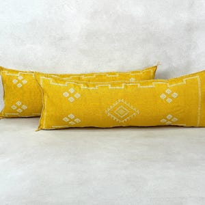 Light Yellow Cactus Silk Pillow, Sabra Silk Pillow, 14x36 Moroccan Pillow, Boho Throw Pillow, Bohemian Cushion, Decorative Pillow Covers
