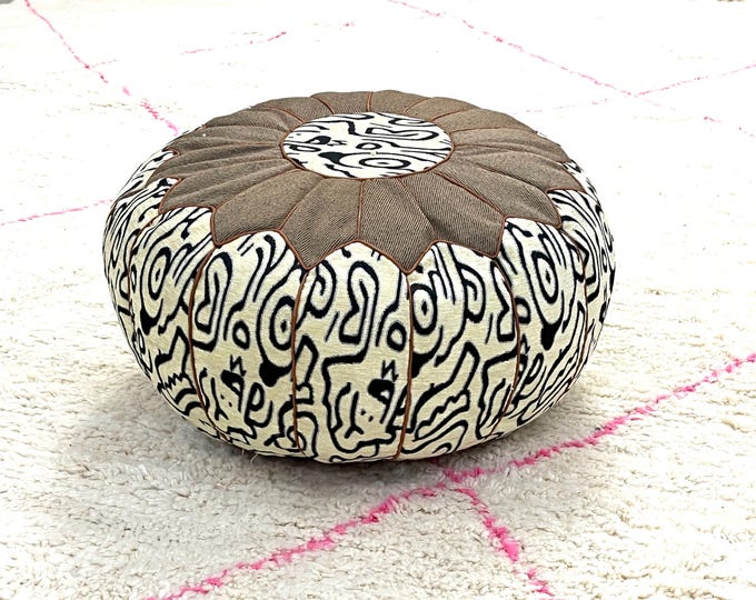 Moroccan pouffe, bedroom pouf, bohemian pouf, special moroccan pouf, genuine leather, functional pouf, moroccan pouf cover, footstool