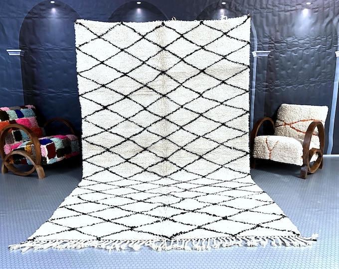 Large Moroccan Rug, Beni Ourain Colorful Rug, Checkered Rug, Custom Beni Ourain Rug, Style Moroccan Rug, Custom Rug