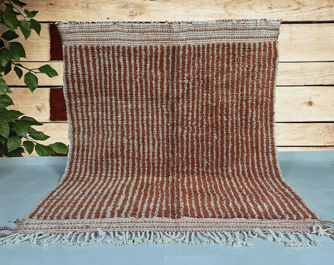 Moroccan rug minimalist striped design - Beni ourain rug - Handmade berber rug - Custom size rug - Wool area rug - Living room rug