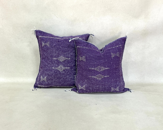 Arab Cactus Silk Pillow | Moroccan Handmade Boho Cushion | Decorative Throw Pillow Cover