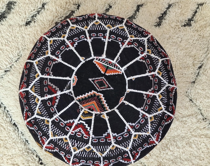 Moroccan Pouf made from Authentic Fabric, Handcrafted with Traditional Design, Perfect Blend of Style and Comfort for Your Home