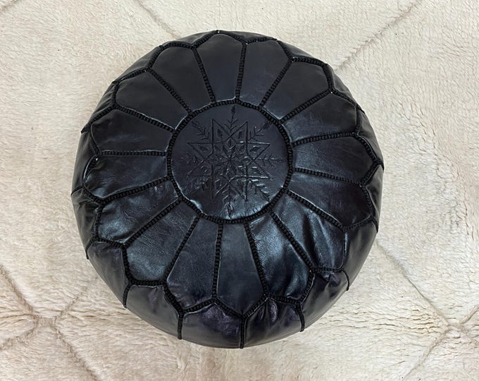 Handcrafted Red Leather Pouf – Authentic Moroccan Design for Stylish Comfort and Versatile Decor
