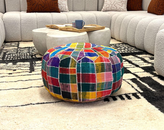 Moroccan pouffe, bedroom pouf, bohemian pouf, special moroccan pouf, genuine leather, functional pouf, moroccan pouf cover, footstool