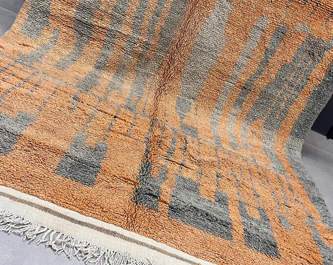 Orange Large Rug Moroccan Area Rug Abstract Moroccan Rug Boujaad Handmade Rug Berber Colorful Vintage Rug