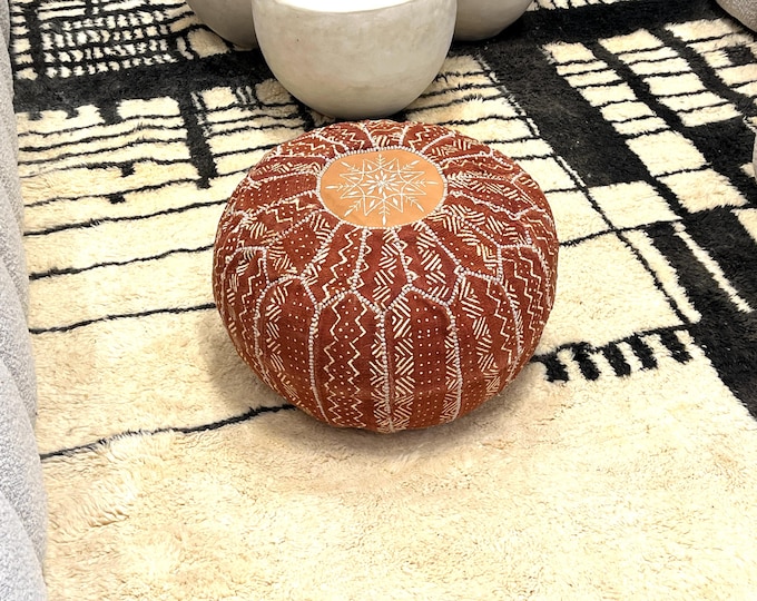 Moroccan pouffe, bedroom pouf, bohemian pouf, special moroccan pouf, genuine leather, functional pouf, moroccan pouf cover, footstool