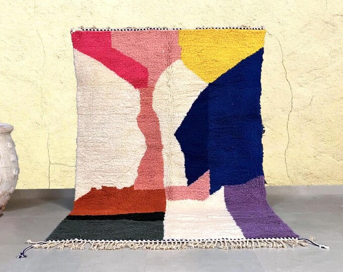 AMAZING BENIOURAIN RUG, Moroccan Wool Rug, Brown Rug, Abstract Rug, Area Rug, Bohemian Rug, Plain Rug, ,Handwoven Rug