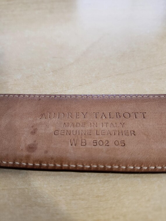 Audrey Talbott Brown Leather Belt Reptile Print Made in Italy Women Sz 31”-35” Women main image 3