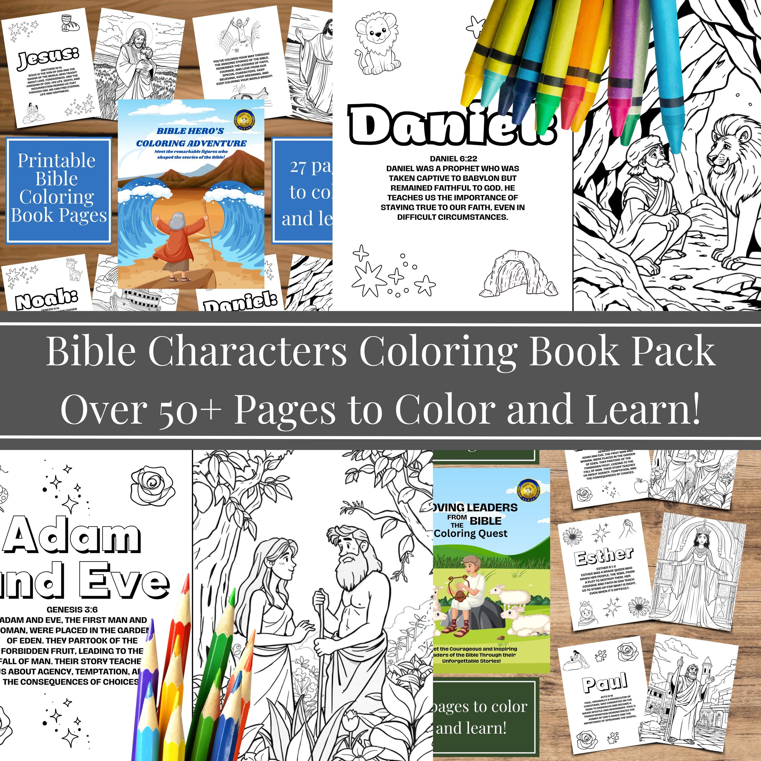 Bible Coloring Pages Set for Kids | 24 Prominent Bible Characters ...