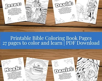Bible Hero’s Coloring Book Pages for Kids | Digital Download | Teach Bible Stories with Coloring | Bible Printables | Christian Activity