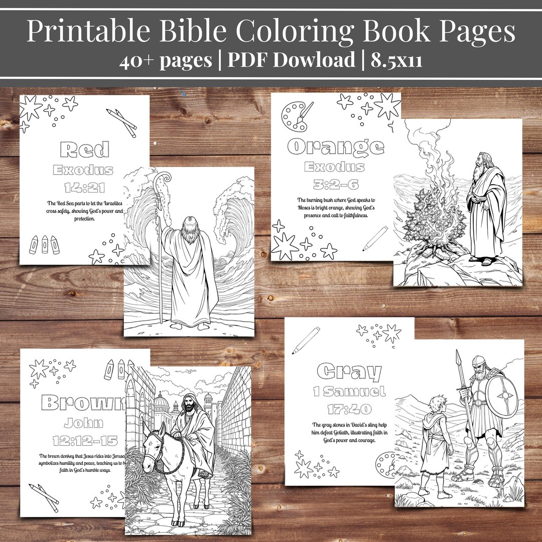 Bible Colors Coloring Pages for Kids | Digital Download | Teach Colors ...