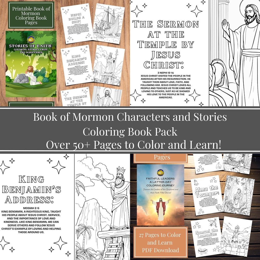 Book of Mormon Coloring Pages Set for Kids 24 Prominent LDS Stories and ...