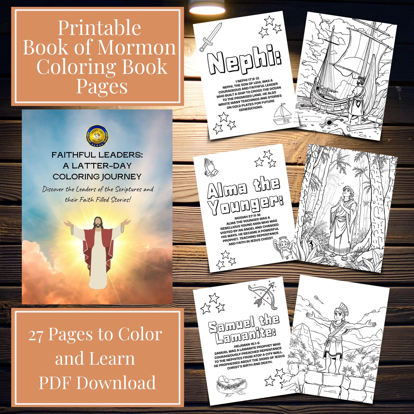 Book of Mormon Coloring Pages Set for Kids 24 Prominent LDS Stories and