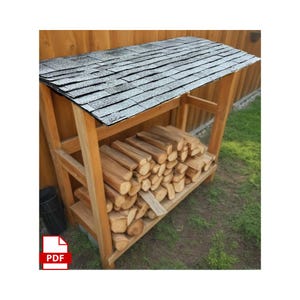 DIY Firewood Rack Plans: Outdoor Wood Storage with Roof (PDF File)