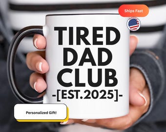 Tired Dad Club Coffee Mug | Accent Black Handle, 11/15oz