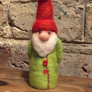 Basil the Good Luck Hand Felted Garden Gnome
