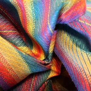 Crayon Train. (Track 2 Diagonal) hand dyed, handwoven silk scarf.