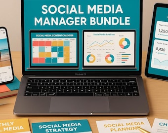 Social Media Manager Bundle: Content Calendar, Analytics Tracker & Marketing Templates (Digital Download)