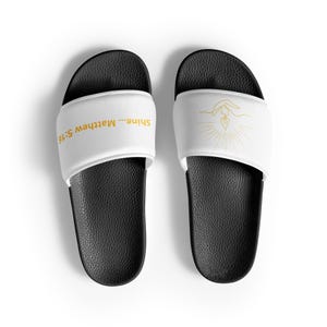 Men&#39;s Cushioned Faux Leather Slides - Printed Strap, Summer Essential