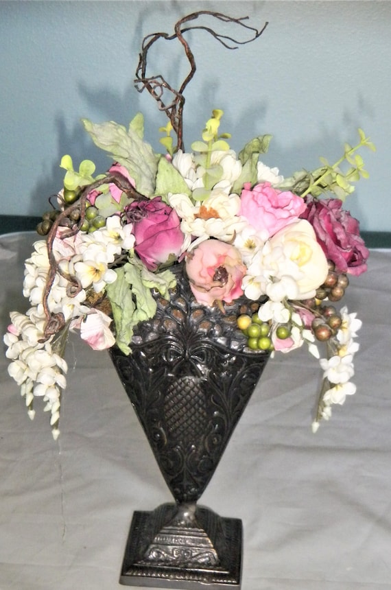 FLOWER VASE Fan Shaped Pierced Filigree Art Nouveau / Etsy