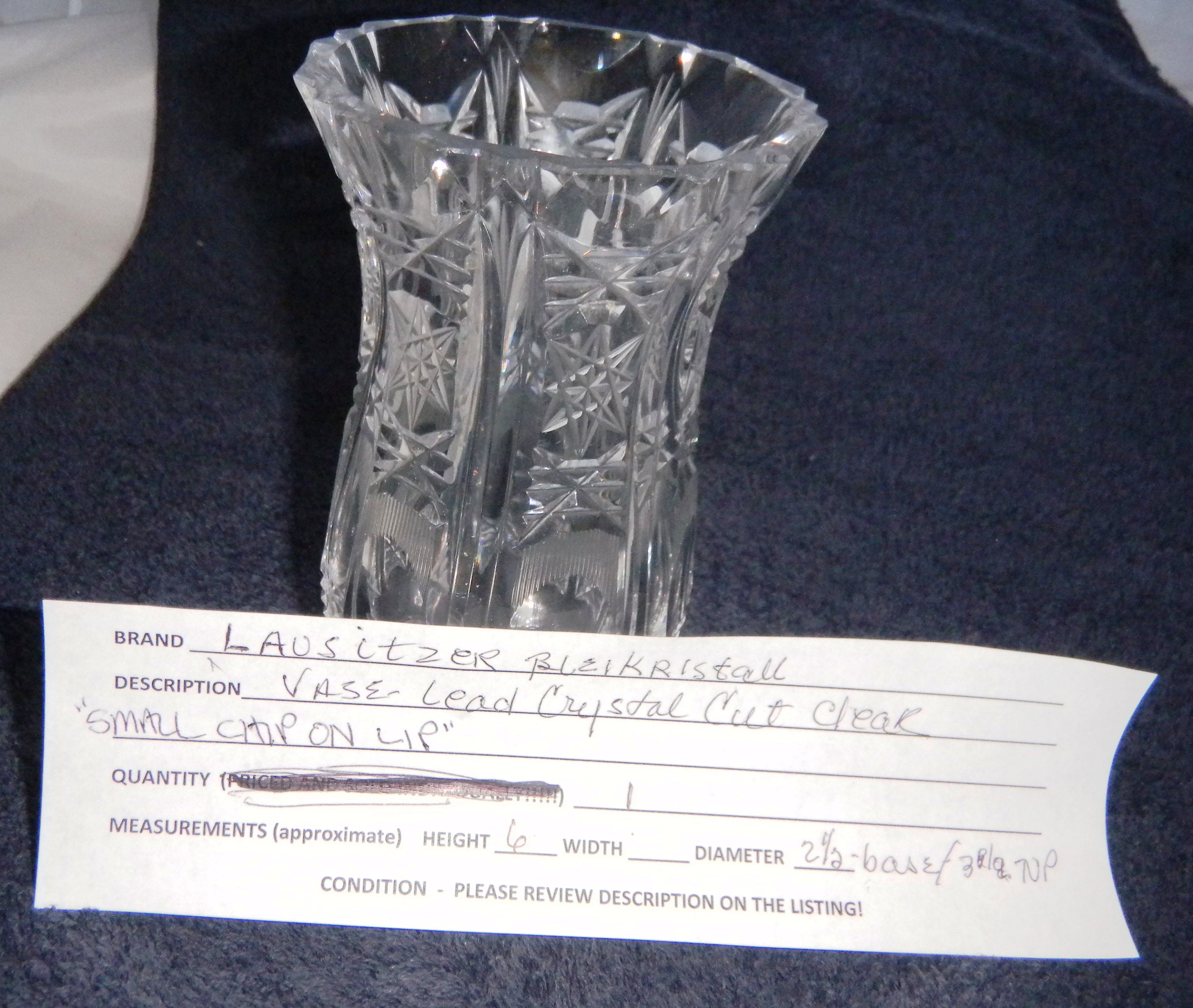 LAUSITZER BLEIKRISTALL クリアカット 鉛クリスタル 脚付き花瓶