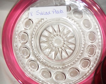 Salat Stern Mitte Teller - TIFFIN Franziskaner - KINGS CROWN Cranberry Rubin Flash Glas Fingerabdruck