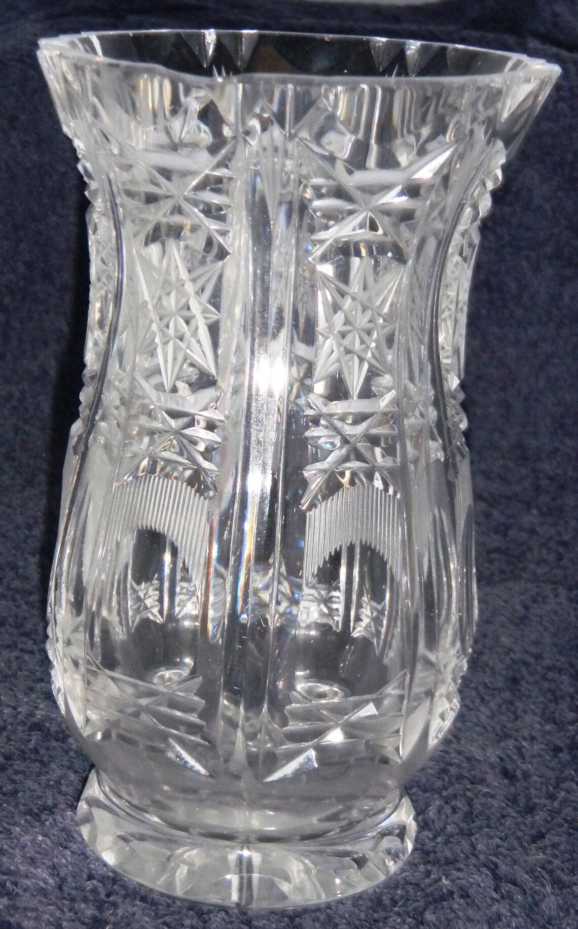 LAUSITZER BLEIKRISTALL Clear Cut Lead Crystal Footed VASE Etsy
