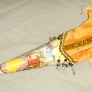 FRENCH MAROTTE PUPPET - Vintage French Pop Up Push Up Hand Made Monkey Cone Puppet On Wood Stick