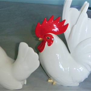 NORITAKE Bone China Rooster & Hen Figurines - Nippon Toki Kaisha Japan - Vintage