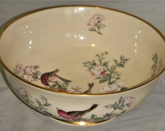 Lenox Serenade - Salad Bowl with Pink Dogwood and Birds