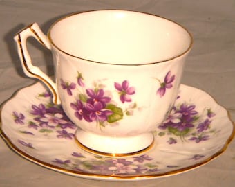 Aynsley Wild Violets Bone China Tea Cup and Saucer - England - Etsy UK